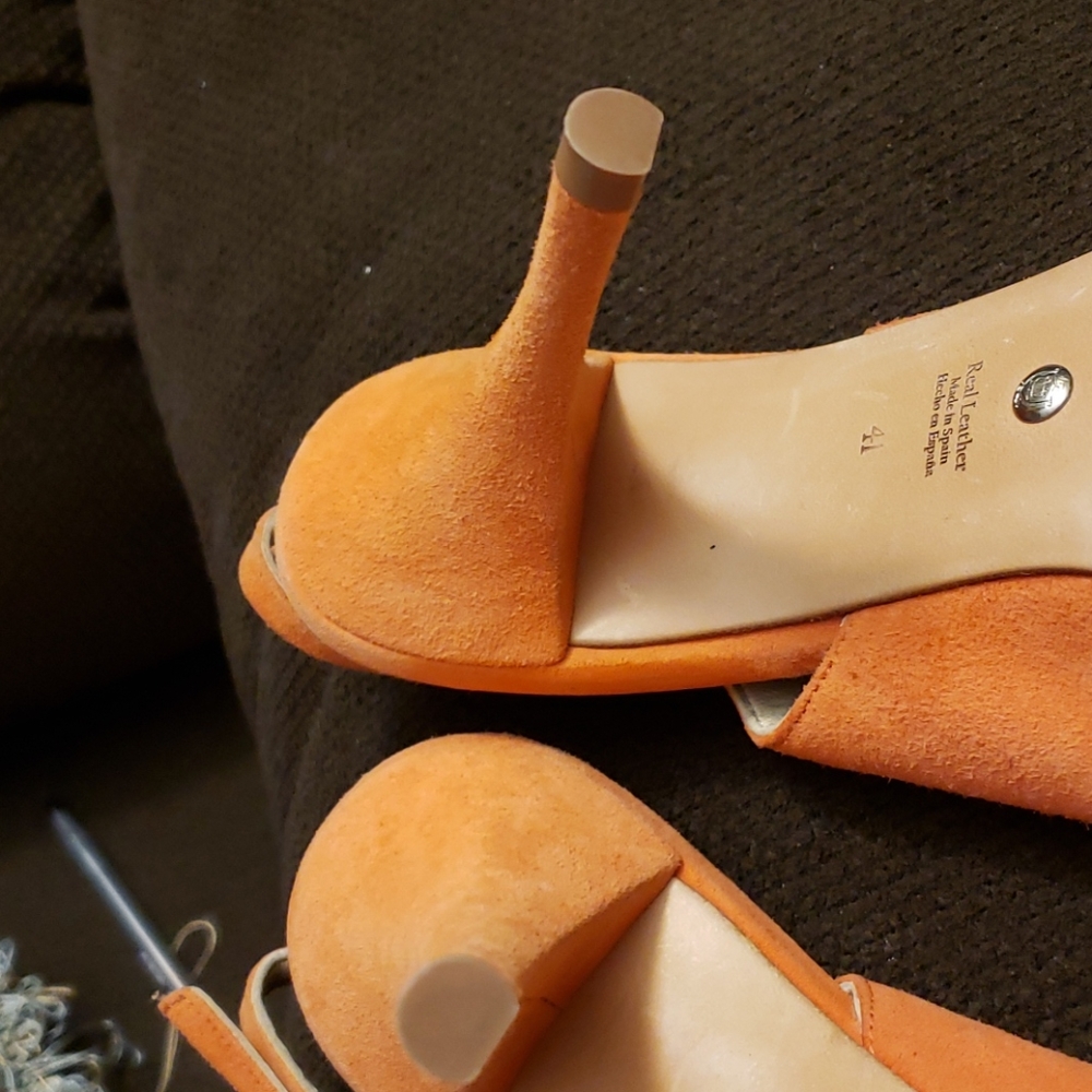 Massimo  Dutti Real Leather Coral/Orange Shoes - Picture 7 of 8